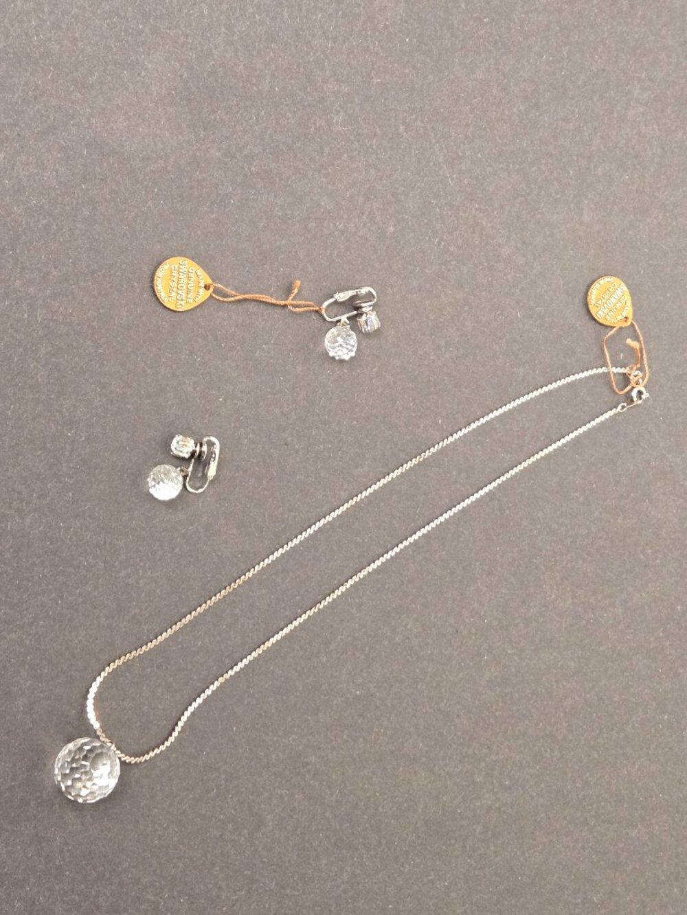 Antique, Authentic Swarovski Crystal Ball Necklace & Clip Earring Set WITH TAGS